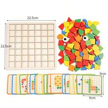 1 Set Wooden 3D Geometric Puzzle, Includes 1 Base Board/120 Colorful Blocks, Mosaic Puzzle With Colorful Animal Patterns, Educational Learning Toy For Children, Hand-Eye Coordination Development Tool - Multicolor - View 3