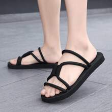 Men's Summer Lace-Up Flat Sports Sandals, Lightweight Non-Slip Water Shoes For Outdoor Beach, Run Small By One Size - Black - View 9