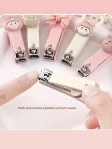1pc Love Cartoon Heart-Shaped Nail Clippers, Mini Splash-Proof Folding Home Nail Trimmer, Nail Trimmer, Valentine's Day Gift - Multicolor - View 2