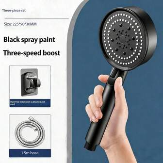 3-Setting Shower Head With Bracket & Hose, Home Bathroom Shower Head Set