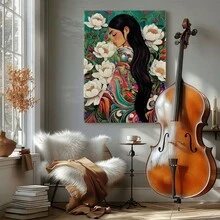 1pc Mexico Wall Art, Winter Wall Art, Christmas Decorations Wrapped Framed Canvas Wall Art, Vintage Prints Poster, Woman With Flowers, Floral Dress, Flower Bush - Floral, Vibrant, Lively, Decorative Style, Perfect Gift Decor, Wall Art for Living Room Bedroom Office, Hanging Hardware Included - Wrapped Framed Canvas, Vertical - Lienzo enmarcado - Ver 7