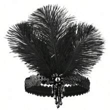 复古羽毛头饰系列 | 黑色羽毛镶嵌水钻，是盛大晚宴和主题派对的完美之选，瞬间唤起百年前的迷人风情 - 彩色 - 查看 17