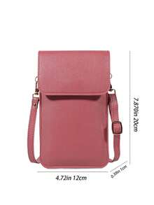 Women's Chic Cell Phone Crossbody Purse - Solid Color Mini Shoulder Bag With Adjustable Strap, Transparent Window & Card Slots For Shopping & Daily Use - 粉色 - 查看 8