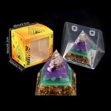 1pc Natural Crystal Ball Pyramid Ornament, Resin Wrapped Crystal Chips Home Decoration, Boxed Lucky Fengshui Desktop Small Ornament - Multicolor - View 27