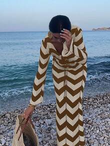 女士时尚优雅简约成熟度假针织罩衫连衣裙，沙滩度假装，夏季连衣裙 - 彩色 - 查看 5