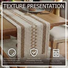 1pc Bohemian Style Tassel Table Runner, Farmhouse Striped Design In Beige, Brown, Green, Made Of Polyester Macrame, Suitable For Dining Room, Bedroom, Living Room Decor, Living Room Striped Tassel Decor - Camel - View 7