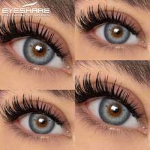 Eyeshare 1副自然色美瞳，棕色镜片，Colorcon蓝色镜片，年抛，美丽灰色瞳孔镜片，绿色隐形眼镜 - 藍色 - 查看 4