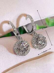 1 Pair Fashion Cubic Zirconia Drop Earrings For Women For Wedding Engagement Anniversary Party Jewelry Valentine's Day Gift Valentines,Mom,Mother,Mother's Day,Gift - 金色 - 查看 4
