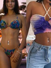 4pcs/Set Elegant Women Fake Belly Piercing Jewelry, 2pcs Gold-Plated Fake Belly Button Rings Clip On Belly And 2pcs Clear Silicone Pad, Multi Styles Heart Butterfly Eye Of Devil Belly Button Rings Non Piercing Jewelry For Women Girls - Valentine's Day Gift - Gold - View 5