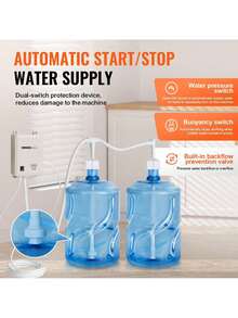 Bottled Water Dispenser Pump System, 2x5 Gallon Dispensing System, Automatic Electric Water Dispenser, Double-Pipe Water Jug Pump, Compatible Use With Coffee/Tea Machine, Refrigerator, Ice Maker - White - View 4