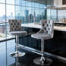 barkrukken - Grijs + Fluweel + Schuim - Bekijken 1