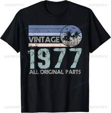 20261977 Vintage. Todas las piezas originales. Camiseta Unisex de Verano Ropa de Calle Tops Camiseta Casual para Hombre Camisas - Negro - Ver 1
