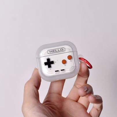 Game Controller Designed Earphone Case, White Refreshing Earphone Cover, Retro Nostalgic Earphone Shockproof Case, Suitable Compatible With Apple Bluetooth Earphone Protective Case