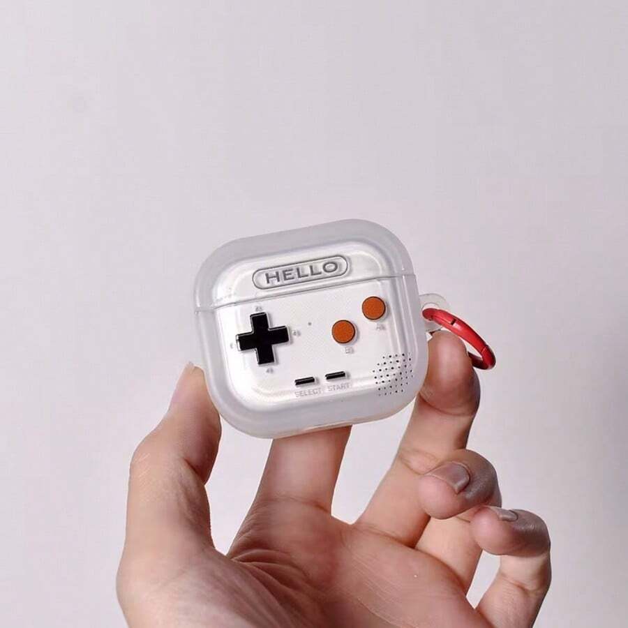 Game Controller Designed Earphone Case, White Refreshing Earphone Cover, Retro Nostalgic Earphone Shockproof Case, Suitable Compatible With Apple Bluetooth Earphone Protective Case