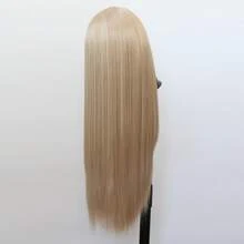 ZigZag Hair 40英寸混色金色直发合成蕾丝前假发，13x4蕾丝，耐热纤维发丝，预先拔毛的发际线，男女通用 - 180%密度 - 挑染金色 - 查看 8