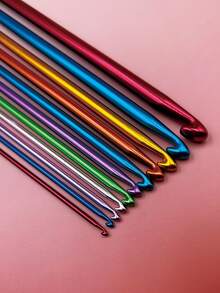 11件套钩针彩色腰带钩针套装，2毫米-8毫米钩针，突尼斯钩针套装，多色铝制钩针工具套装，适合初学者，27厘米毛衣针，DIY毛线钩针，颜色随机 - 彩色 - 查看 4