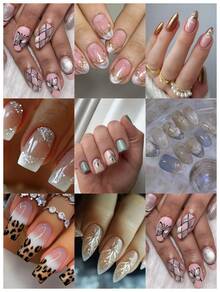 Pure Hand-Painted Wearable Nails With Exquisite Design; Hand-Painted, Carved Purple Cat-Eye Personalized Autumn And Winter Nails(Random Delivery). (Random Delivery). - 隨機 - 查看 4