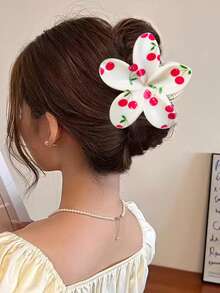 2件装女士樱花风发饰 - 可爱甜美樱花发夹，花朵发爪，抓力强劲，适合日常佩戴，夏季时尚发饰，美发爪夹，秋冬季度假装扮，女士沙滩配饰 - 2pcs櫻桃 - 查看 4