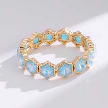 1pc Fashion Mocha Color Ice Flower Bracelet, Candy Color Glass Crystal Alloy Elastic Bangle, Holiday & Thanksgiving Gift - Ice Flower Bracelet - View 11