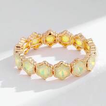 1pc Fashion Mocha Color Ice Flower Bracelet, Candy Color Glass Crystal Alloy Elastic Bangle, Holiday & Thanksgiving Gift - Ice Flower Bracelet - View 17