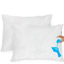 1个防水枕套，100%防水凉爽拉链纯棉白色T型枕套，可水洗耐用柔软透气 - 白色 - 查看 1
