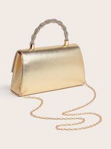 闪亮手拿包，适合晚宴和舞会，高贵时尚，女士手提包，完美搭配派对、婚礼、舞会、晚宴/宴会，可搭配婚纱、正式礼服、舞会礼服、生日礼服。 - 金色 - 查看 5