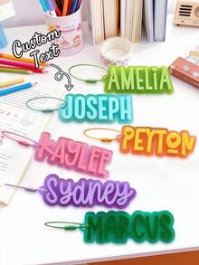 Personalized Acrylic Name Keychain, Customized Children's Name Keychain, Personalized Name Backpack Pendant, Customized Children's Name Backpack Tag, Diaper Bag Tag, Lunch Box Label, Teacher Keychain, Teacher's Day Gift, Back To School Gift, Children's Gift, Fashionable, Colorful, Cute, Minimalist, Kawaii, Unique Personalized Gift - Multicolor - View 2