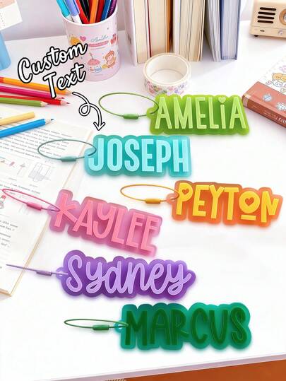 Personalized Acrylic Name Keychain, Customized Children's Name Keychain, Personalized Name Backpack Pendant, Customized Children's Name Backpack Tag, Diaper Bag Tag, Lunch Box Label, Teacher Keychain, Teacher's Day Gift, Back To School Gift, Children's Gift, Fashionable, Colorful, Cute, Minimalist, Kawaii, Unique Personalized Gift