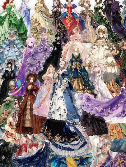 SCXXBSW 50张裙子人物系列创意卡通贴纸，适用于手册、手机壳、笔记本电脑、电脑、行李箱、冰箱装饰