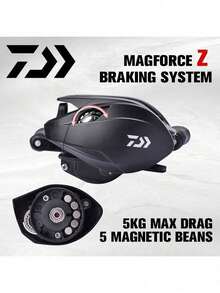 ABS Garcia BMAX3 Fishing Reel, Ambidextrous, Gear Ratio 7.3, Max Drag 8kg, Metal & Plastic Material, 5 Bearings. Assorted Styles Randomly Provided