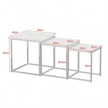 Set Of 3 Nesting Coffee Tables For Living Room, Nest Of 3 Nested Tables Sofa Side Table Coffee Table End Tables Space Saving - Black Marble - View 6