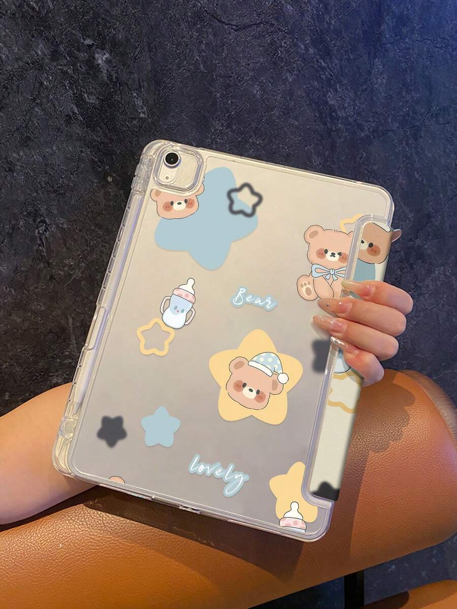 Designed With Soft Cute Bears Paired With Dreamy Star Elements, This Star Bear Tablet Case Features A Soft And Fresh Overall Color Palette, Brimming With A Fairy-Tale Healing Vibe. Cute Patterns Are Matched With A Slim Protective Structure, Instantly Endowing Your Device With A Sweet And Gentle Temperament, Making It A Lovely Companion In Daily Study And Life. - Multicolor - View 1
