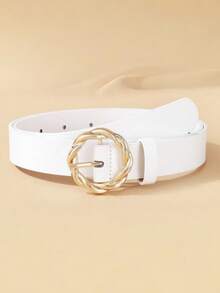 2个金色旋转圆形腰带扣不对称针扣PU皮革腰带宽腰带圆形扣 - 彩色 - 查看 6