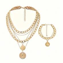 1 Set Vintage Pirate Accessories | Coin Pendant Necklace And Chunky Decor, Suitable For Jewelry, Costumes, Parties, Carnivals - Made Of Pure Metal - Multicolor - View 1