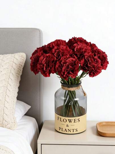 3支仿真康乃馨 - 非常适合母亲节、婚礼、情人节装饰，也可用于家居卧室、厨房、客厅、阳台、房间装饰和家居装饰。