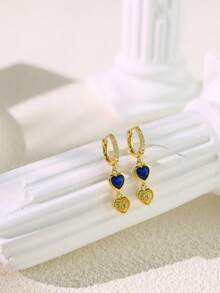 一对镀铜闪亮吊坠耳环(心形/水滴形/几何形款式),可定制生日石 - 送给女儿、女同事和闺蜜的贴心个性化礼物,适合周年纪念日、感恩节、母亲节和妇女节,也适合下午茶、通勤和高档派对等场合。 - 彩色 - 查看 6