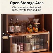1个竹制彩色桌面收纳柜，面包柜，防尘架，可放置杯子、茶具、咖啡杯，适用于客厅、餐厅、厨房，现代风格，大容量，承重力强，适合家庭、书房使用，多层竹木架，珠宝展示架，手工艺品展示架，DIY珠子展示架