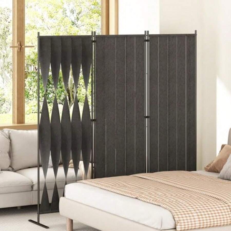Divisor de Habitacion de 3 Paneles Pantalla de Privacidad Independiente Separador de Habitacion 259 Ancho x 180 Alto cm de Habitacion Biombo Divisor Portatil de 3 Paneles con Ruedas - 180 cm - Ver 1