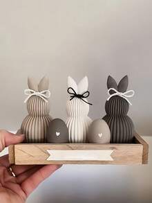 1pc/2pcs Striped Rabbit Silicone Mold, DIY Creative Easter Bunny Candle Wax Mold, Holiday Home Decor/Gift Resin Casting Mold, Handcraft Making Plaster Mold, Art Decor Statue Mold - White - View 9