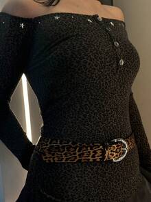 1件豹纹时尚女士搭扣腰带，百搭时尚外套腰带，复古优雅西部风格，适合搭配裤子和外套，是学生、年轻男女街头服饰、情人节派对、晚宴和嘉年华的理想之选。 - 多色 - 查看 4