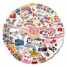 55pcs Cute Happy Birthday Stickers For Teens, Birthday Party Water Bottle Stickers, Cartoon Happy Birthday Stickers, Gifts, Laptop, Notebook, Back To School Essentials - Multicolor - View 2