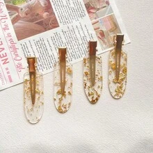 4pcs Women's Gorgeous Glittery Gold Bridesmaid Hair Clips, Perfect Wedding Proposal & Romantic Gift(Comes With A Piece Of Cardstock), Claw Clips, Hair Slide, Hair Barrettes - Apricot - View 7