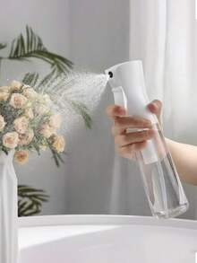 1pc 200ml/300ml/500ml Refillable Fine Mist Spray Bottle With Atomizer Pump, Suitable For Kitchen, Living Room, Bathroom, Garden - White - View 1