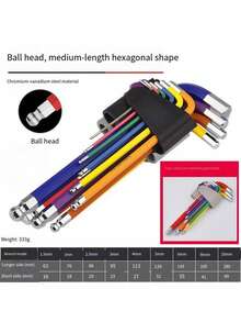 9pcs Colorful Mirror Hexagon Wrench Set, High Hardness Hex Screwdriver Combination