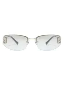 1副女士银色猫眼半框金属镜腿渐变镂空镜片Y2K街头风时尚眼镜 - 銀框漸水銀 - 查看 4