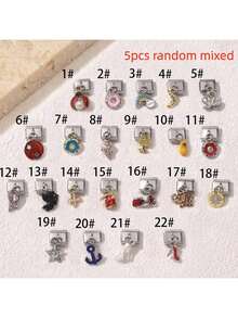 1/5/10 Pcs Cute Cartoon Design Ladybug, Donut, Swan, High Heel, Star, Ice Cream Pendant Series, Italian Modular Bracelet Charms - DIY Jewelry Making Accessories - Multicolor - View 20