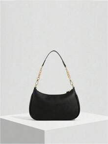 Solid PU Crossbody Underarm Bag For Women, Waterproof Shoulder Purse For Shopping & Mother's Day Gift - 黑色 - 查看 1