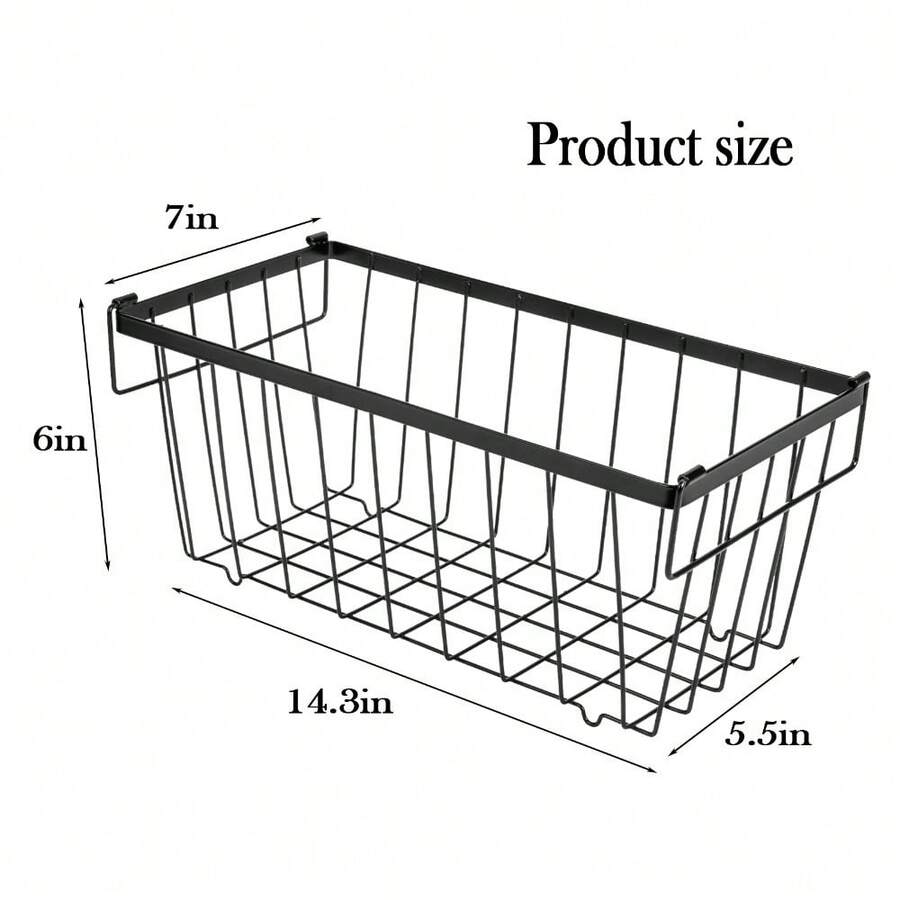 4pcs Stackable Chest Freezer Baskets Fold-Down Handles For 198L Freezer & Pantry - Black - View 1