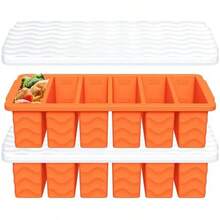 1/2 Cup Silicone Freezer Molds With Lid, 2-Pack Silicone Freezer Trays For Soup, Sauce & Broth – Meal Prep Containers, Large Ice Cube Tray, Oven & Dishwasher - 2 màu xanh hồ + 2 màu xanh lá cây - Xem 1