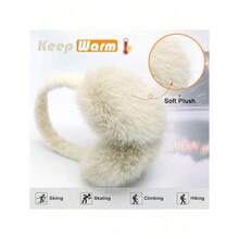 Women's Winter Earmuffs, Fluffy Fluffy Earmuffs, Foldable, Polyester Fiber (Polyester) Winter Earmuffs For Girls (Color Of Ear Part Randomly Assigned) Winter Accessories - 彩色 - 查看 4